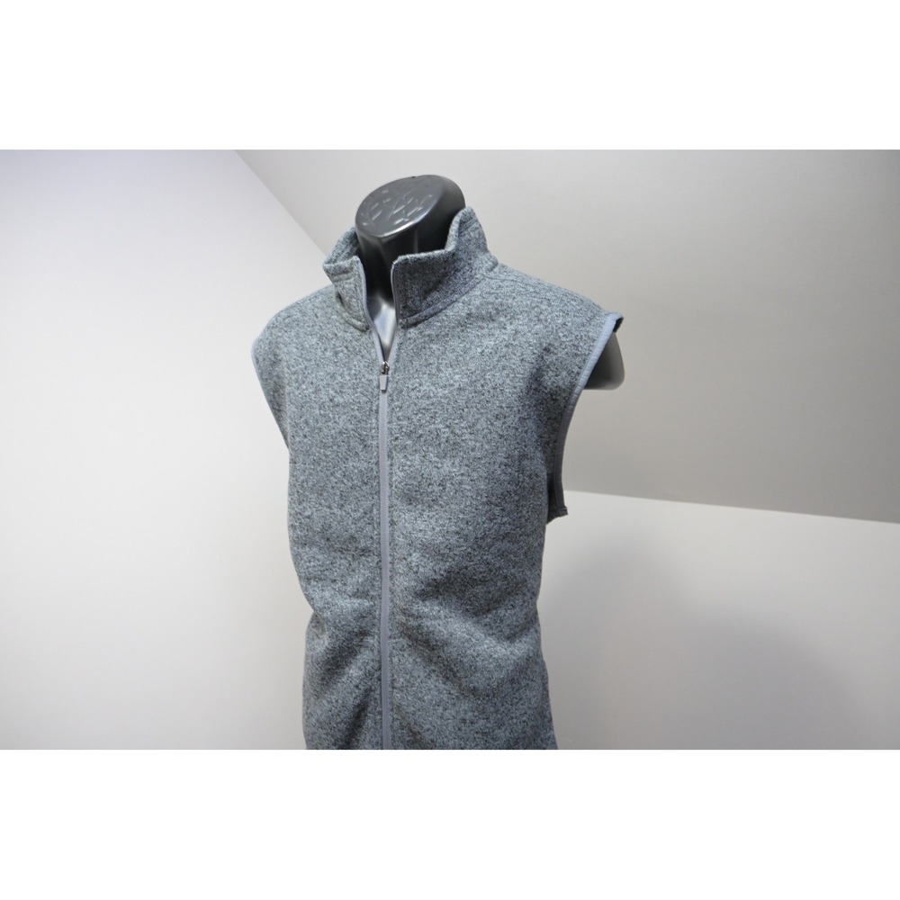 Eddie Bauer Sweater Fleece Vest Mens Large Gray Full Zip Mock Neck Excellent